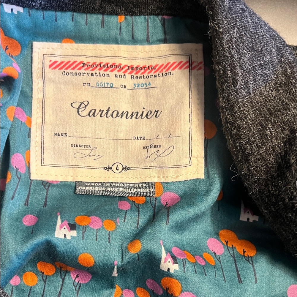 Cartonnier by Anthropologie, size 4, charcoal black Blazer Jacket - Picture 6 of 7